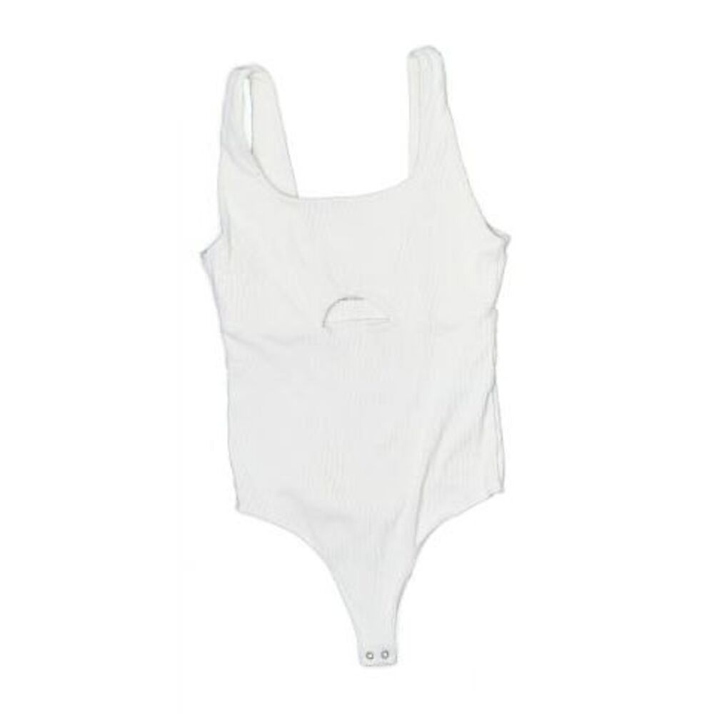 Abercrombie & Fitch White Ribbed keyhole tank bodysuit XS